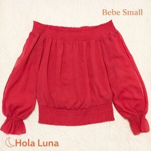 BEBE FUSHIA OFF SHOULDER BLOUSE